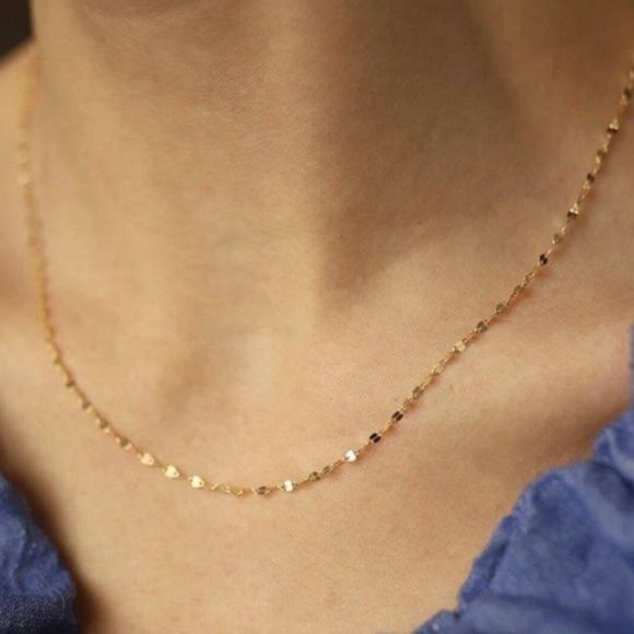 Dainty Gold Sparkle Chain Delicate Sparkly Gold Necklace Layering Necklace Chain - Picture 7 of 12